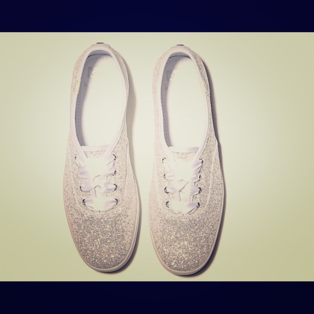 Kate spade white sparkle Keds Bridal shoes